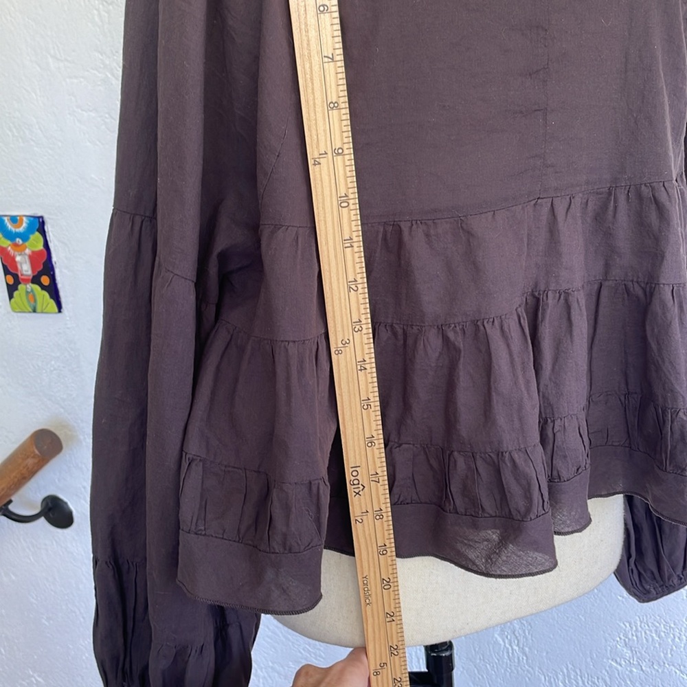 Altar’d State NWOT Black Ruffled Long Puff Sleeve Cotton Flowy Top Medium‎ - Picture 5 of 6